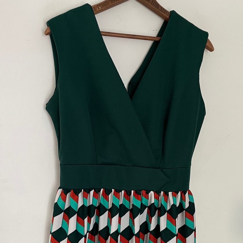 Vintage 70s Chevron Maxi Dress Size Small
